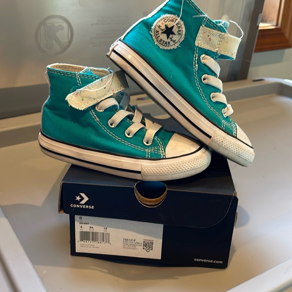 High top teal toddler converse